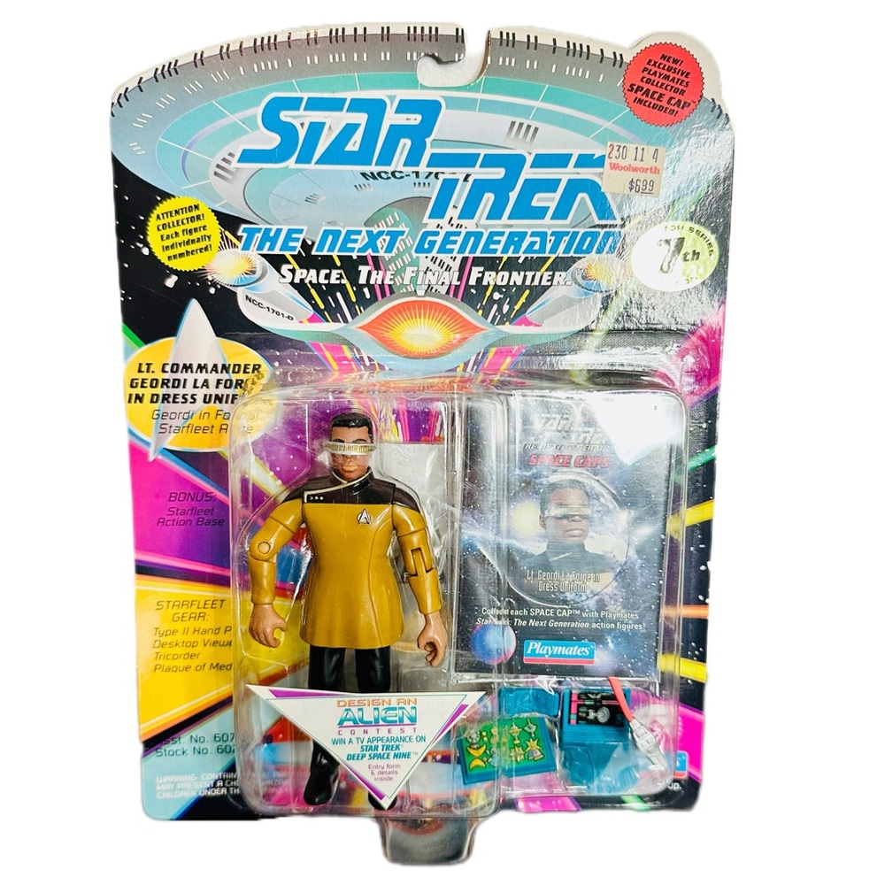 Star Trek The Next Generation GEORDI LA FORGE 1993 Playmates w/ Space Cap NEW!